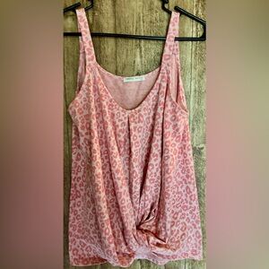 Twenty Second Peachy Pink Leopard Sleeveless TankTop Medium Summer Top EUC